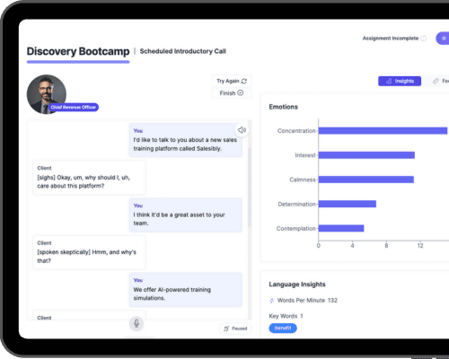 Salesably discovery simulation in progress