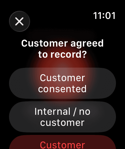Consent capture on the Salesably Recorder Apple Watch app