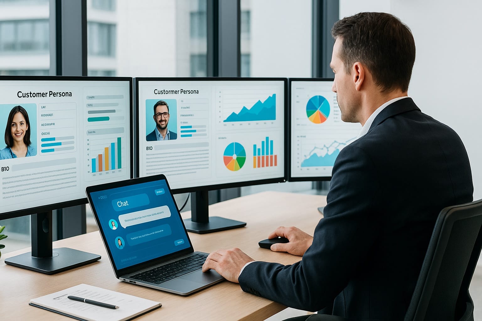 Sales rep practicing with AI persona